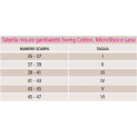Tabella misure Gambaletto a compressione SWING MAN COTTON 18mmHg