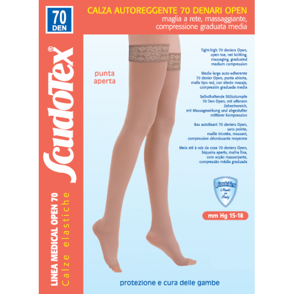 Calze Autoreggenti 70 denari punta aperta Scudotex