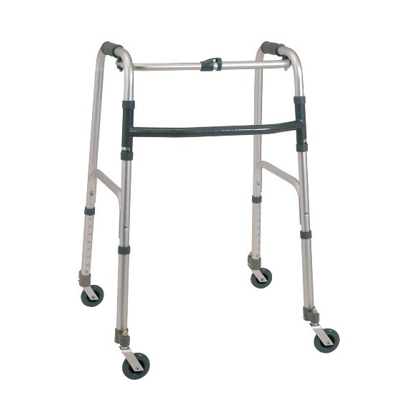 DEAMBULATORE PIEGHEVOLE CON 4 RUOTE PIROETTANTI