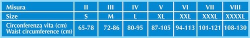 Tabella misura CINTURA COTTON SAN REGOLABILE POLIESTENSIBILE IN COTONE cod 152