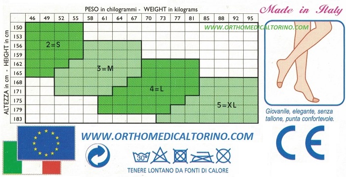 Tabella misure Calza Autoreggente 40 Denari Opak Scudotex cod. 463