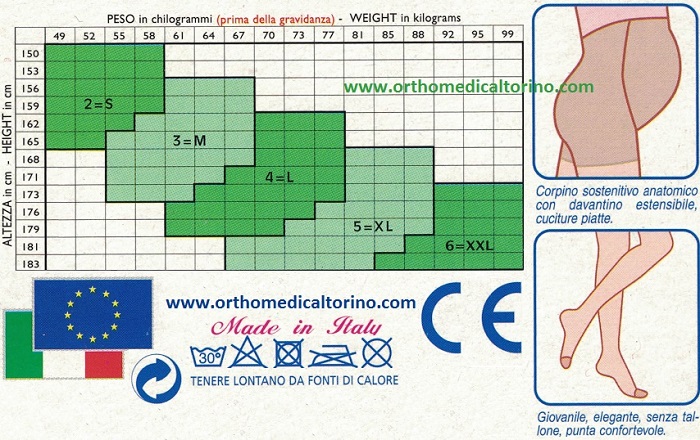 Tabella misura Collant Gestante SCUDOTEX 40 Denari Opak