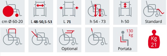 Tabella Sedia per disabili articolata SURACE Serie 787 Large W.C.