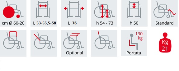 Tabella Sedia per disabili articolata SURACE Serie 787 X Large W.C.