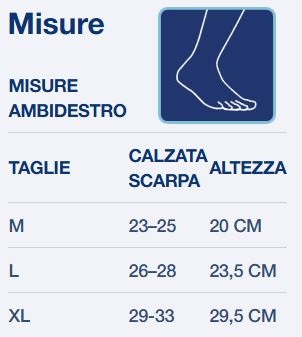 Tabella misure Tutore walker per tibio-tarsica fisso a 0° pediatrico