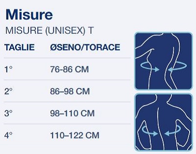 Tabella misure Maglia posturale EFFECT 2.0 FGP per postura corretta