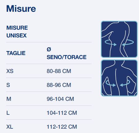 Tabella misure Maglia posturale Real Seamless PPS-TECH