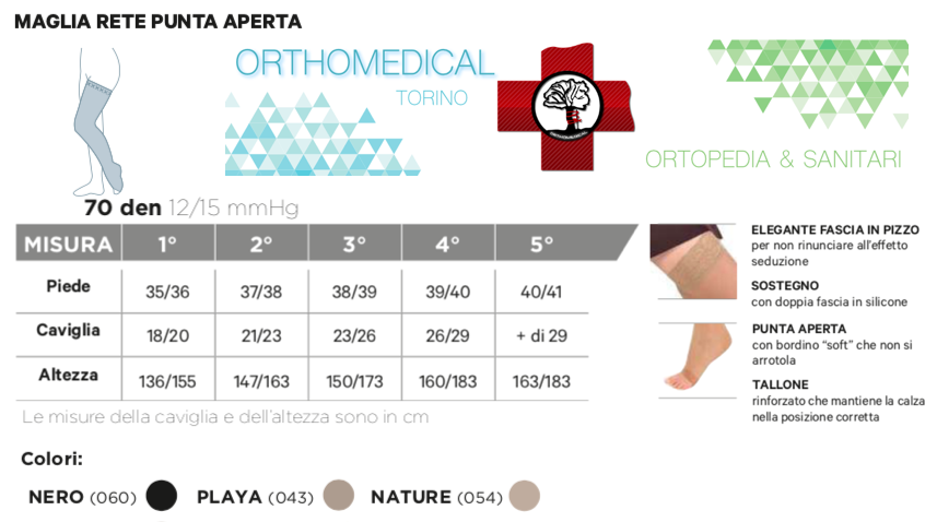 Autoreggente 70 denari 12-15 mmHg punta aperta