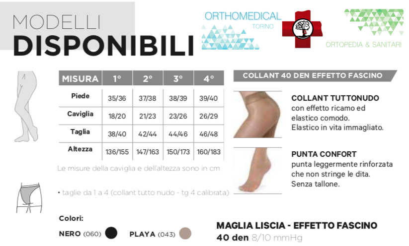 Tabella misure Collant Modasana 40 denari Tuttonudo 8-10 mmHg