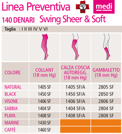 Modelli Swing Sheer & Soft 140 denari 18 mmHg