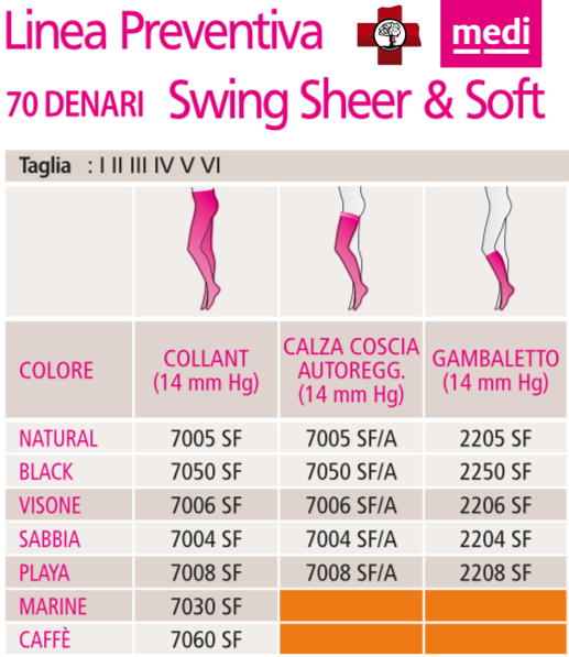 Modelli Swing Sheer & Soft 70 denari 14 mmHg