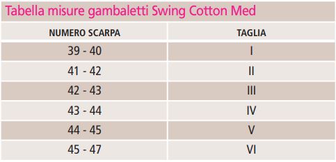 Tabella misura swing cotton med
