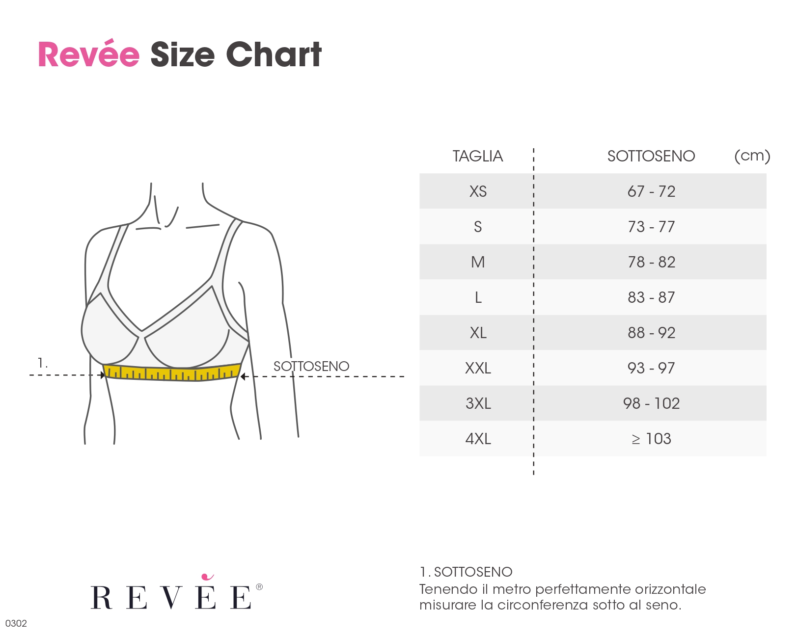 tabella taglie revee-bra-elodie-reggiseno-post-operatorio-con-supporto-extra-schiena-per-chirurgia-del-seno