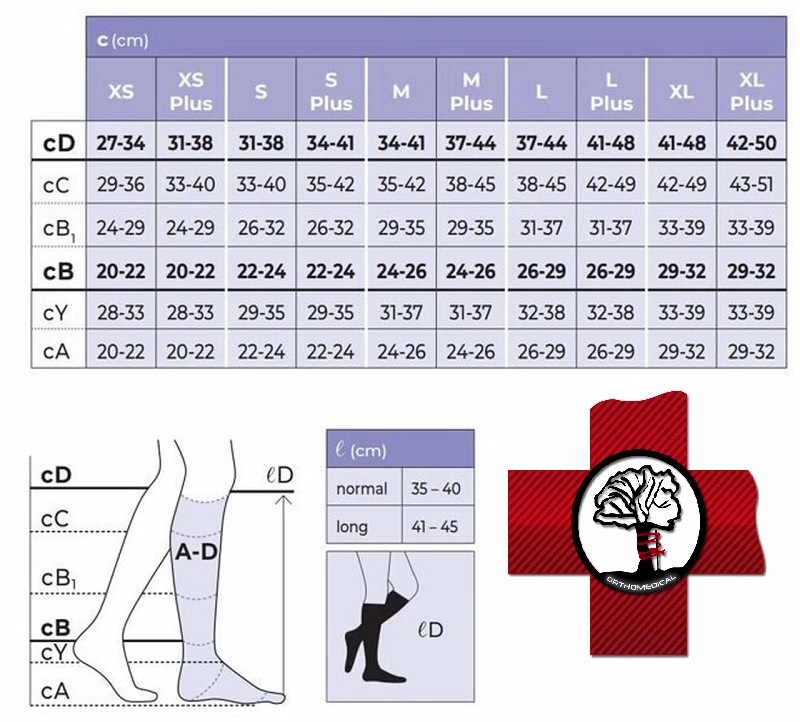 Tabella misure Gambaletti uomo compressivi Style PATTERN