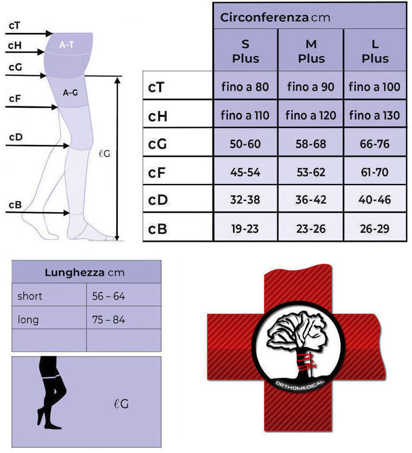 Tabella misure Collant maternità Traditional Sigvaris seconda classe di compressione 23-32 mmHg