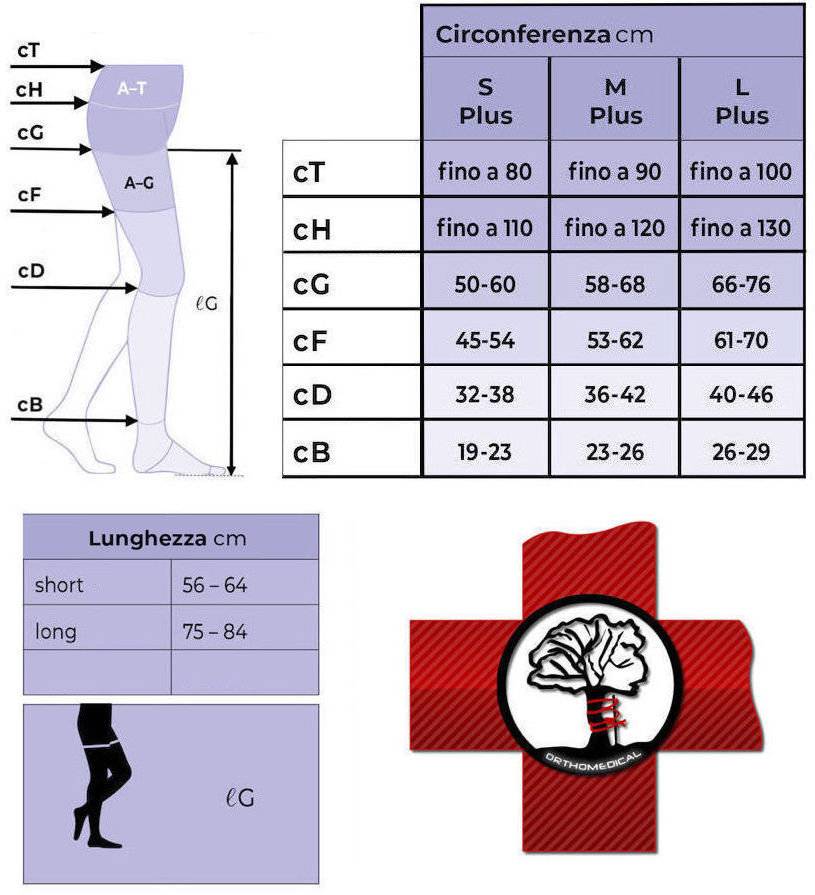 Tabella misure Collant Traditional A-T Sigvaris seconda classe di compressione 23-32 mmHg